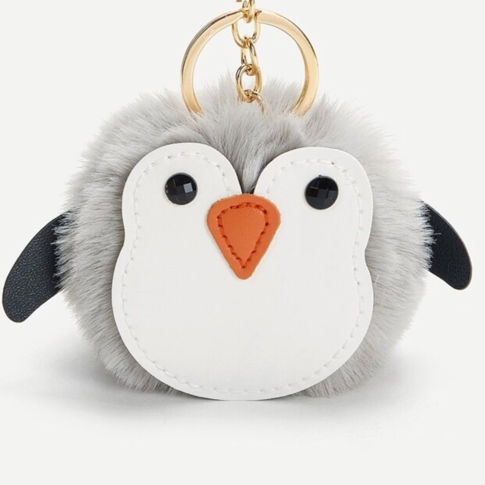 ๐ทRose Gold Puffy Penguin Keychain ๐